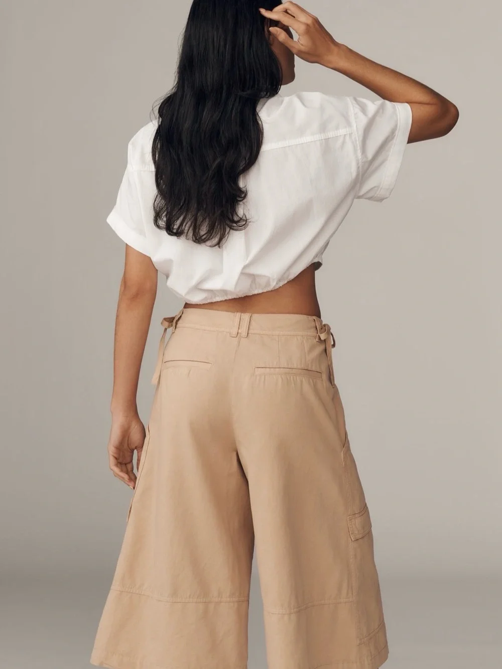 Anthropologie cargo linen blend culotte pants in a US 8
